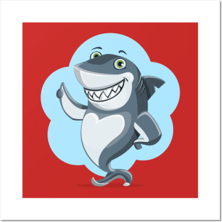 Smiling Shark Gives a Thumbsup Posters and Art